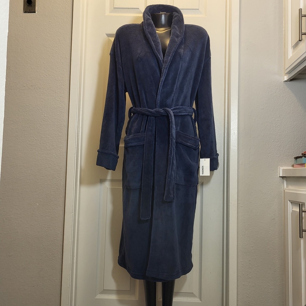SONOMA Goods for Life Women's Sleepwear Robe Soft, Size M, Deep Navy Blue - Picture 9 of 13